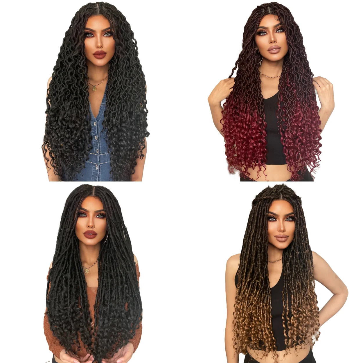 Goddess Braid Wig for Black Women, Synthetic Braid Braid Wig, Twist Braid Wig with Curly Ends (32 Inch)
