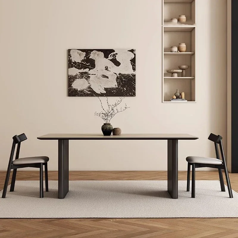 Combination Rectangular Dining Table European Center Restaurant Legs Metal Dining Table High Wood Mesas De Jantar Home Furniture