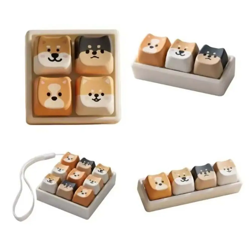 Creative Backpack Pendant Keyboard Key Ring Cute Animal Fingertip Puppy Keychain Fidget Shiba Inu Keycap Keychain Kids Toy