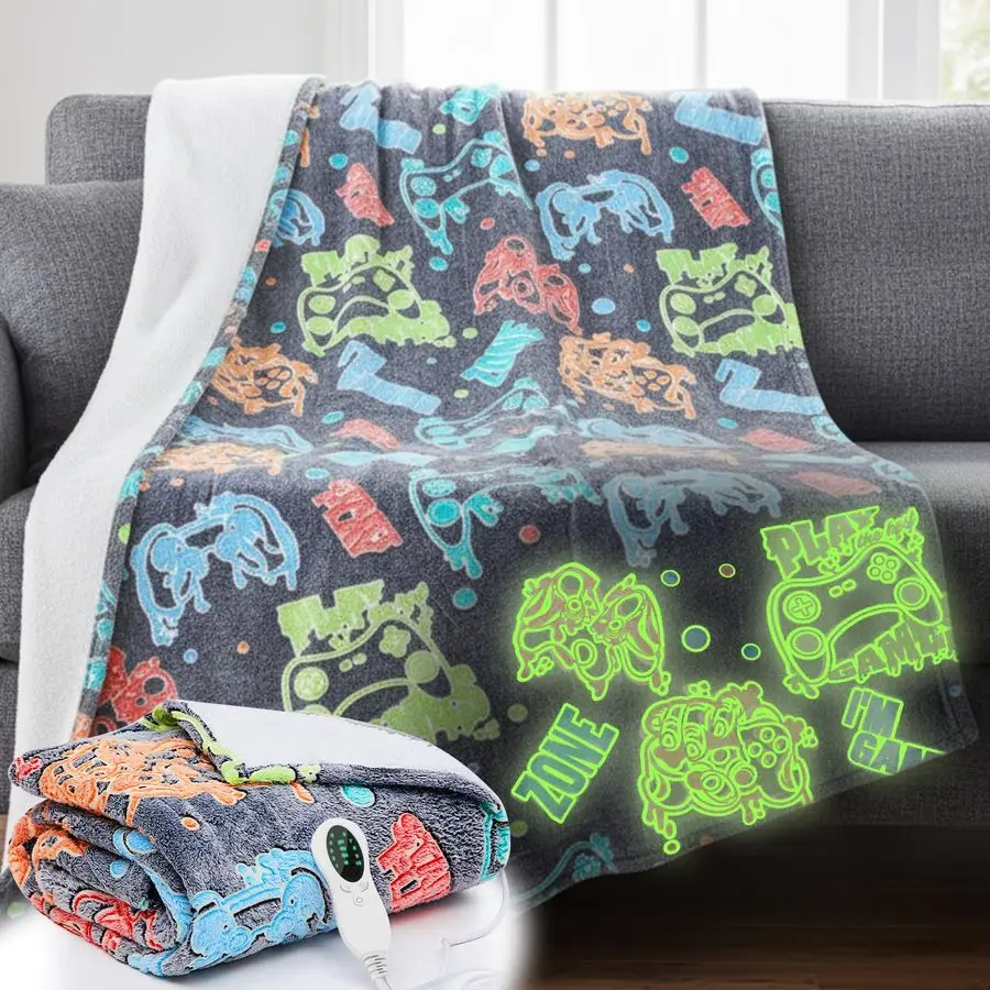 

Детское игровое одеяло с подогревом, светящееся в темноте, обновление 202, детское мягкое одеяло с подогревом для геймера, электрическое мягкое одеяло для мальчиков, рождественский зимний подарок