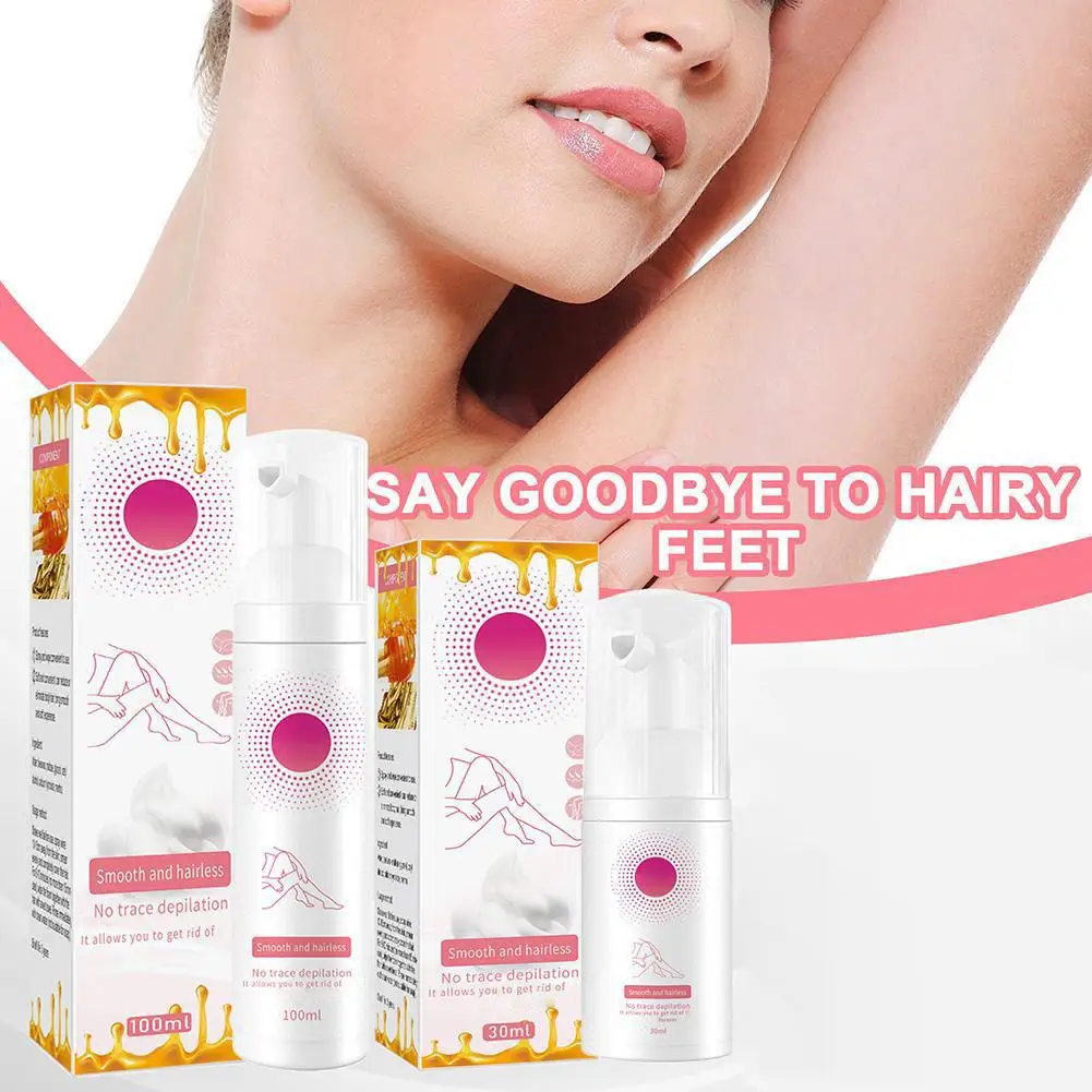 

100/30ml Mousse Painless Hair Removal Spray Foam Armpit Inhibitor Gentle Depilatory Repair Skin Arm Effective Leg Q1a5