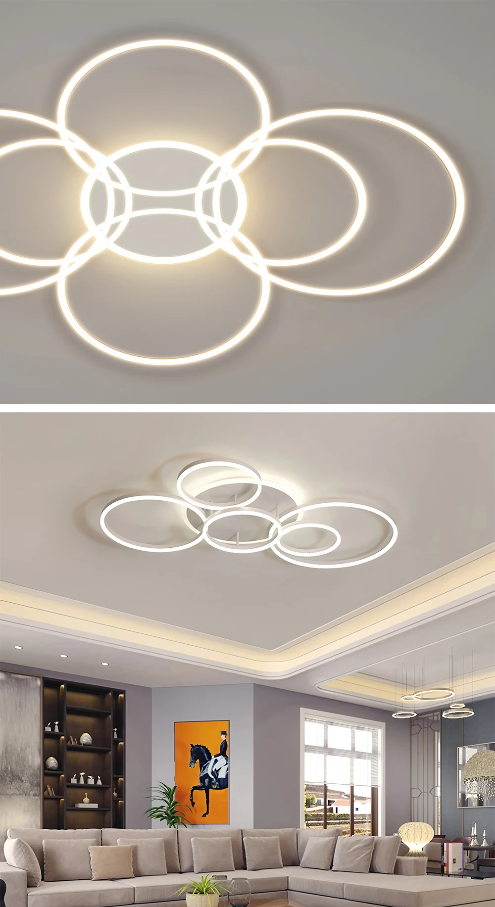 Minimalistischer Kronleuchter Deckenleuchte Heimdekoration Ring Acryl Deckenpendelleuchte Fernbedienung Dimmbar Zeitschaltuhr Intelligente Deckenlampe – Detail 6