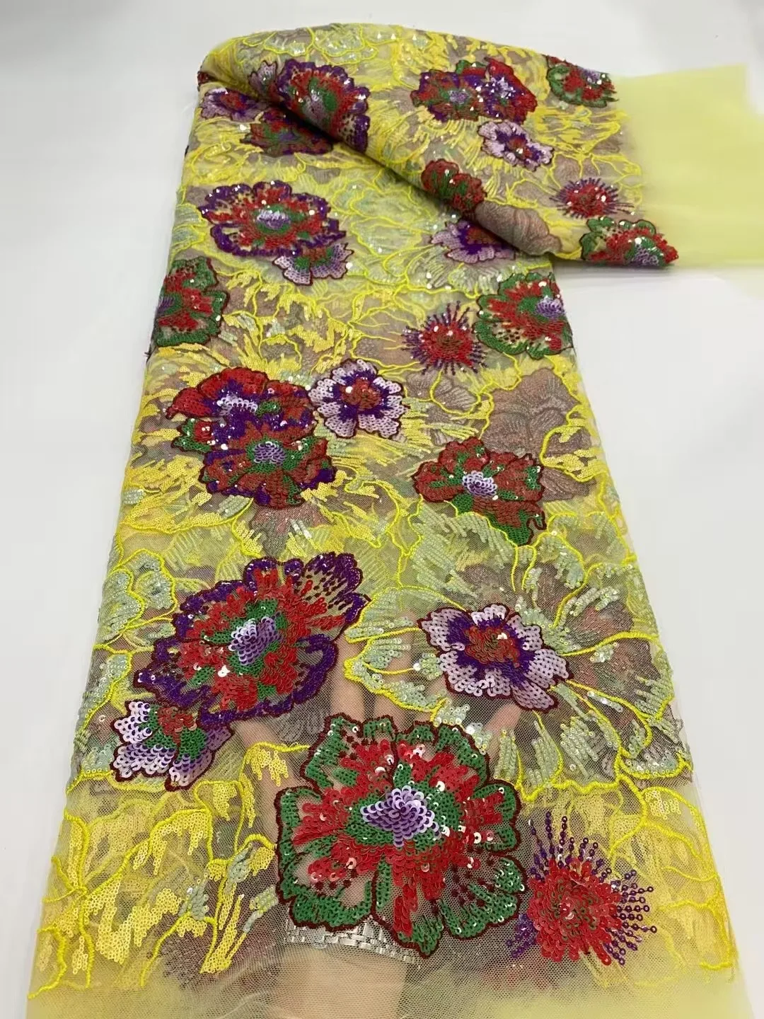 

2025 новейшее высокое качество в африканском нигерийском стиле с тюлем, кружевная ткань, гипюровая вышивка, платья с блестками, 5 ярдов DP0413