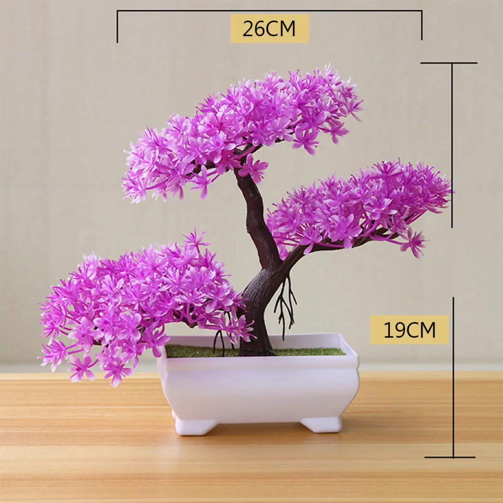 Creative Green Artificial Plant Tree Bonsai Fake Plant in Pot,   Realistic Plant Plastic Planter Home Office Desk Decorations