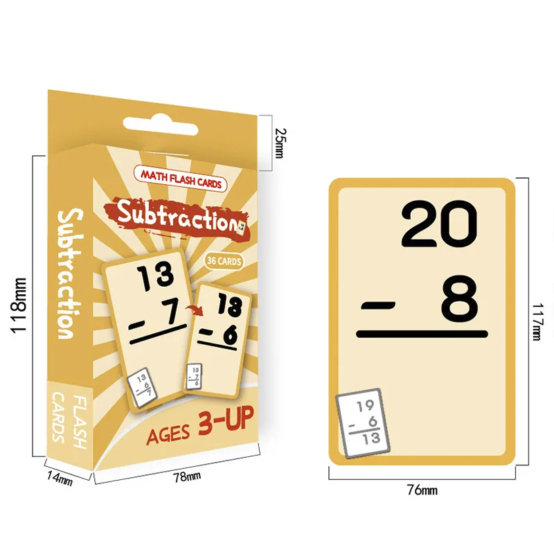 36Pcs/set Math Addition Subtraction Multiplication Division Erasable Reusable Number Learning Cards Children's Math Teaching Aid