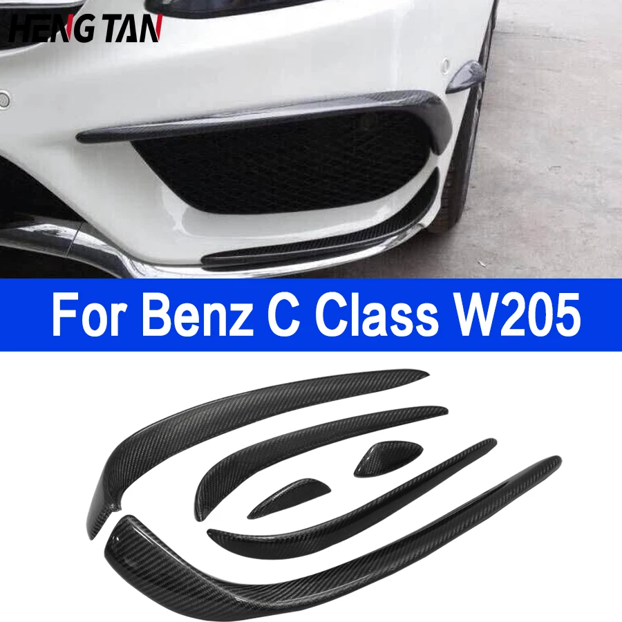 For Mercedes Benz C Class W205 C200 C260L Carbon FiberFront Bumper Lip Decoration Diffuser Splitter Fins Body Spoiler Canards