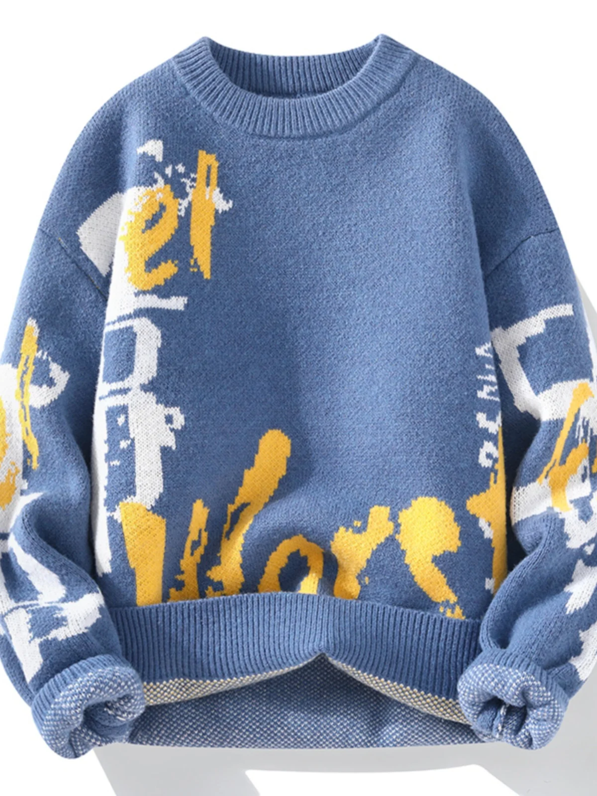 

Thiened Woolen Sweater for Teenagers Winter Faion Knitted irt Middle School Students Trendy Long Sve Crew Ne Sweat...