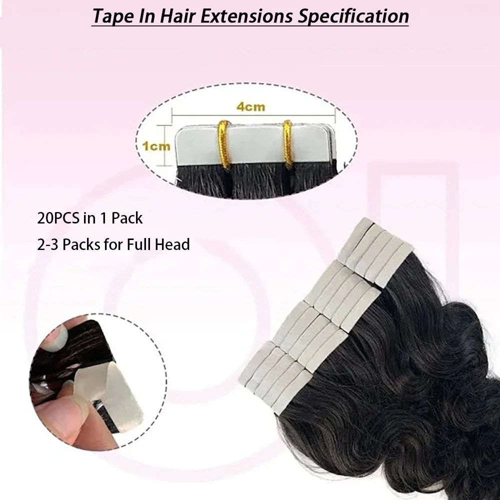 Body Wave Tape In Hair Extensions Black 100% Unprocessed Human Hair Skin Weft Tape in Hair Extensions 20 22 24 Inches For Women