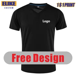 LLIKE  Men And Women Sport Quick Drying V Neck T Shirt Custom Logo Print Personal Design Tops Embroidery Summer 7 Colors 2022