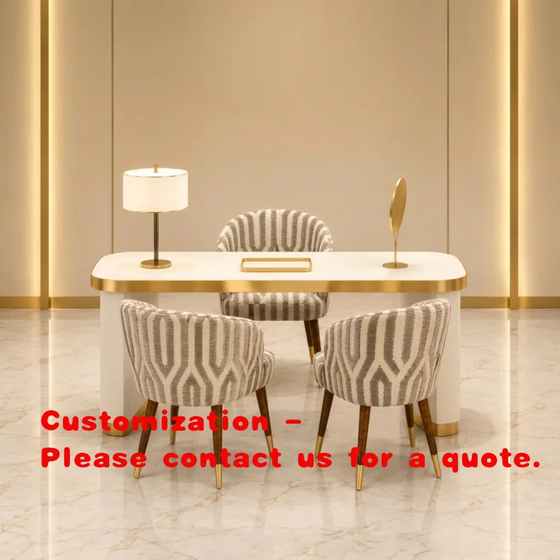 custom.Custom Luxury Jewelry Consultation Table Gold Stainless Steel Frame Jewellery VIP Reception Desk