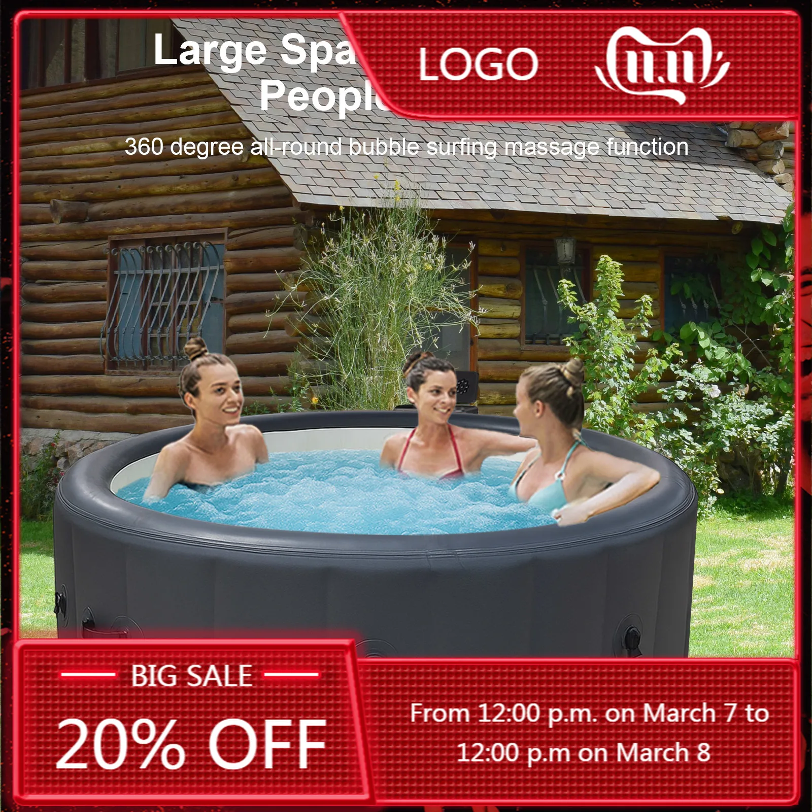 

STLF Высококачественный портативный спа-бассейн для 6-местного спа-салона с подогревом, семейный надувной бассейн с горячими источниками и спа-центром из ПВХ