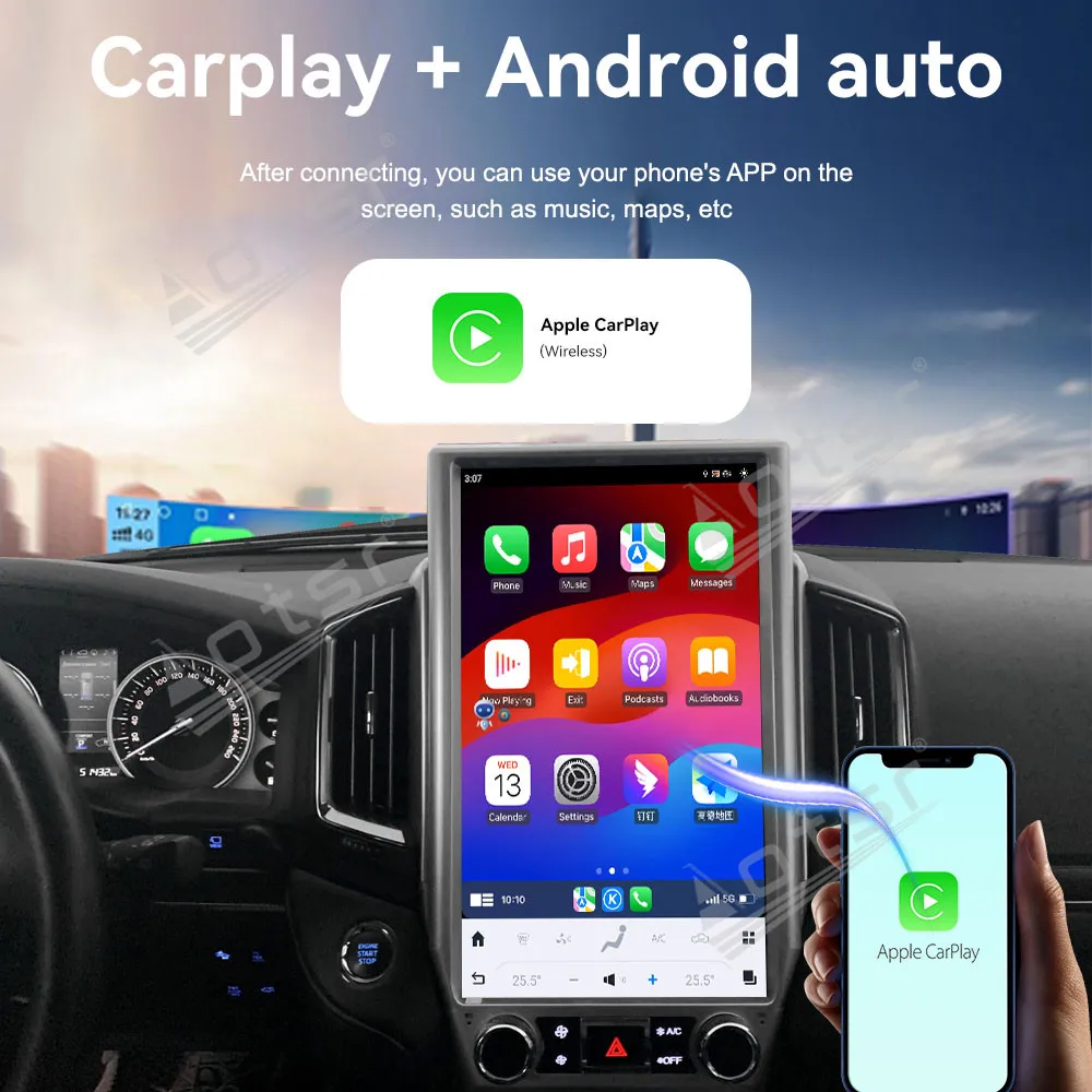 16 بوصة أندرويد 9 CarPlay راديو السيارة لتويوتا لاند كروزر 2016-2020 شاشة تعمل باللمس مشغل وسائط متعددة نظام تحديد المواقع والملاحة رئيس وحدة BT