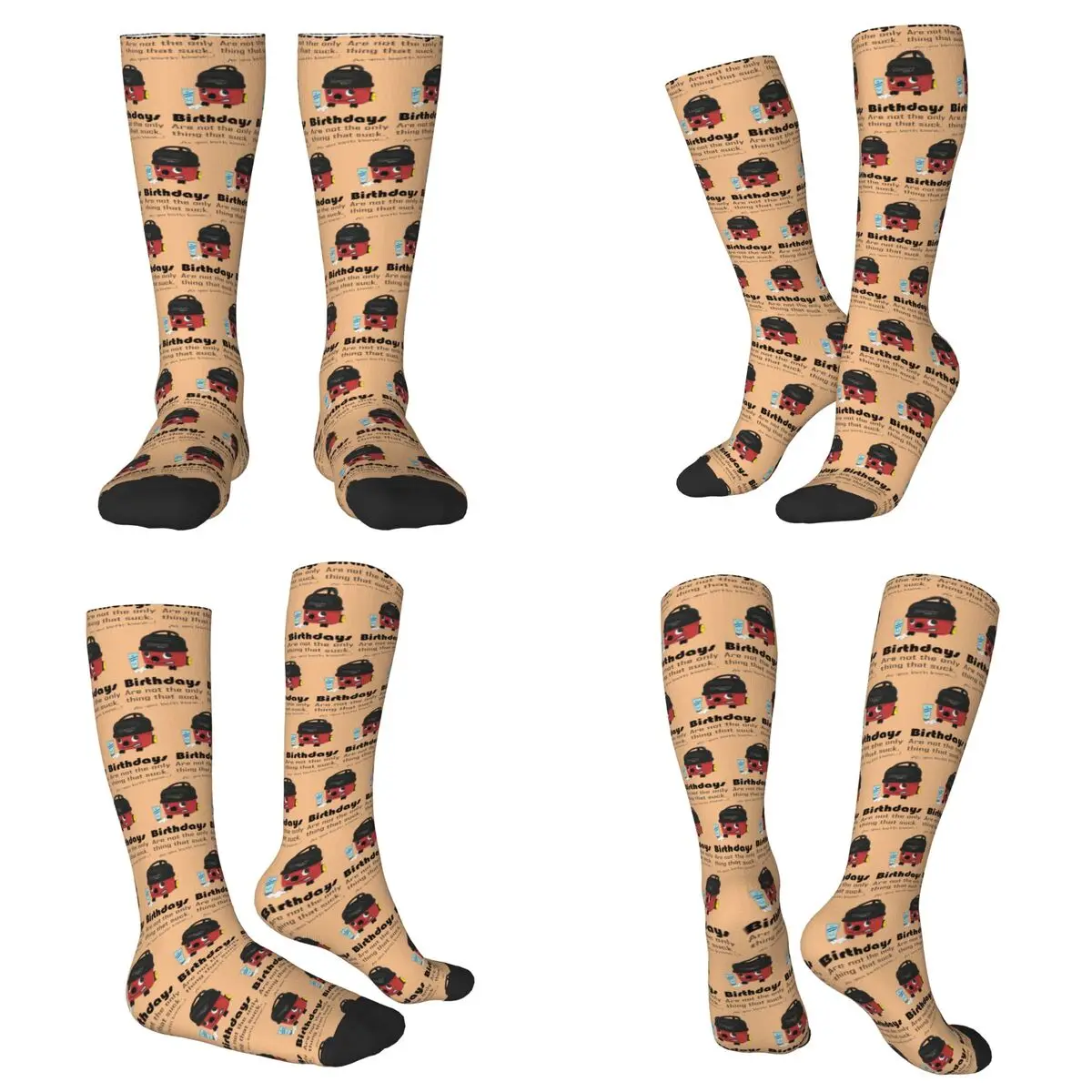 

Всесезонные носки с картами на день рождения «Has Lost Suction» в стиле Харадзюку, спортивные носки средней длины, мягкие забавные чулки для мужчин и женщин