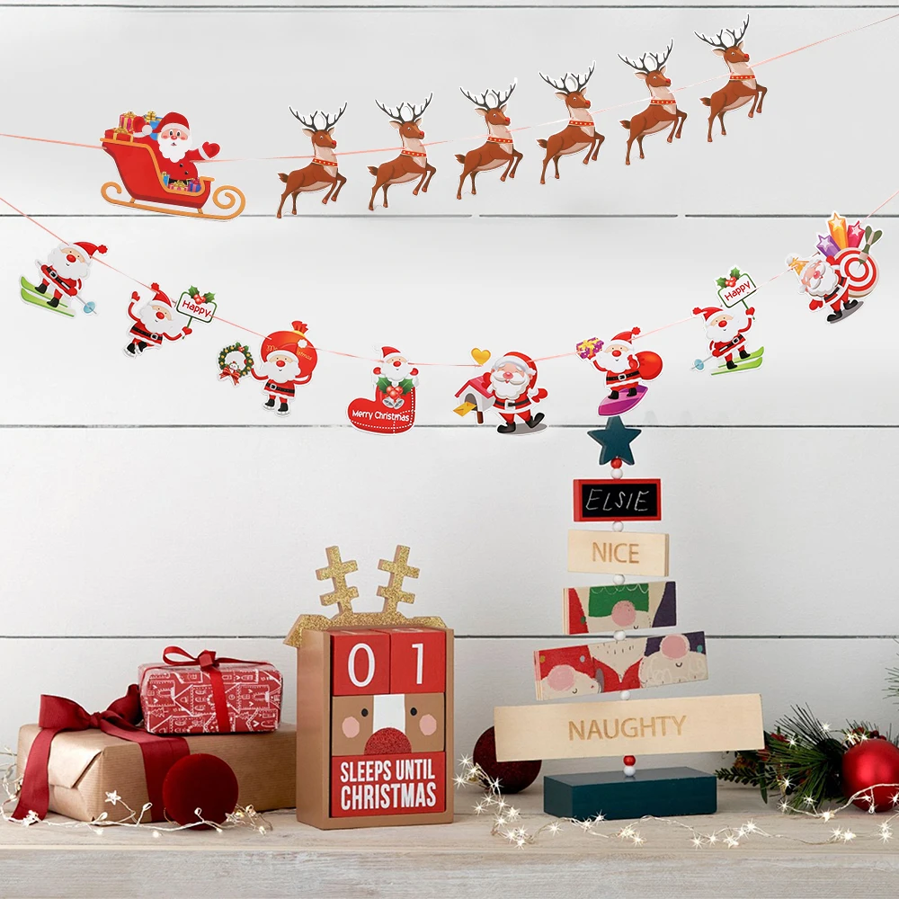 2 متر عيد الميلاد الديكور سانتا كلوز العلم رفع شجرة عيد الميلاد قلادة للمنزل ديكور 2026 السنة الجديدة حفلة هدية نافيداد اكسسوارات