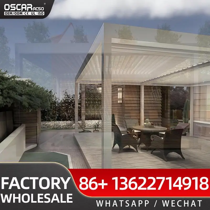 

Моторизованная водонепроницаемая конструкция жалюзи на крыше для мебели для патио, перглы