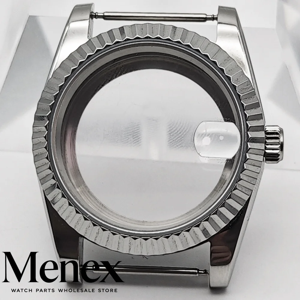 Menex 36mm/39mm Fluted Bezel Watch Case Sapphire Glass With Date Window Fit NH35 NH36 ETA2824 Miyota82 Movement Watch Parts