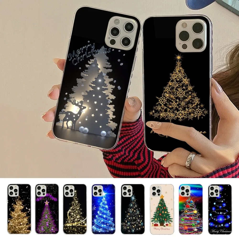 Merry Christmas Tree Phone Case For iPhone 16 15 14 13 12 Mini 11 Pro XS Max X XR SE 6 7 8 Plus Soft Silicone Cover