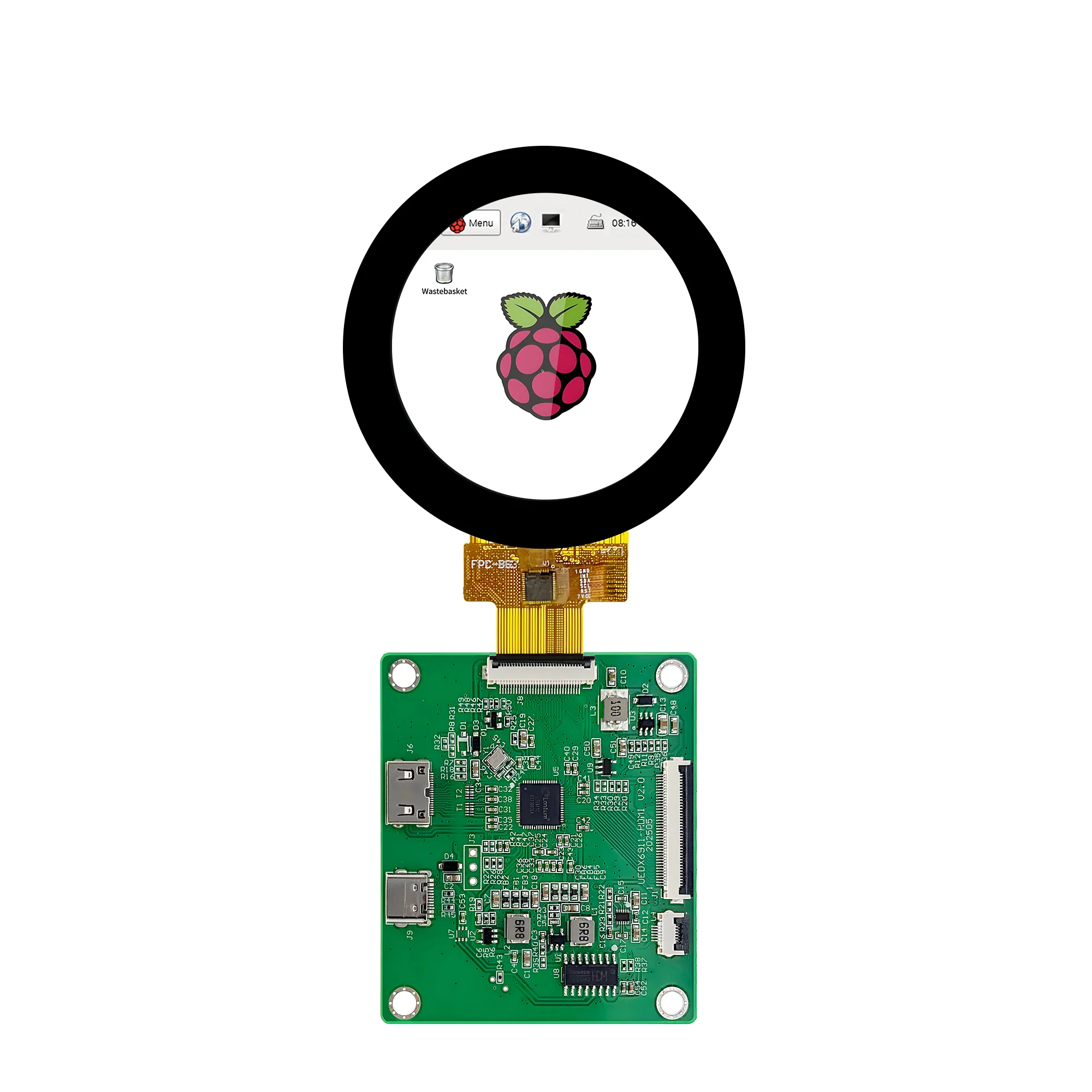 

2,1-дюймовый сенсорный круглый цветной ЖК-дисплей 480*480 IPS с поворотной ручкой Raspberry Pi ЖК-дисплей с платой разработки HD-MI