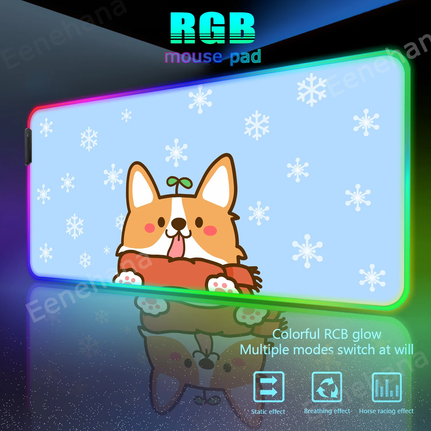 

RGB Cute Dog Large Gaming Mousepad XXL Keyboard Gamer Mouse Pad E-Sports Desk Mat 900x400 Kawaii Anime Shiba Inu Mouse Mats