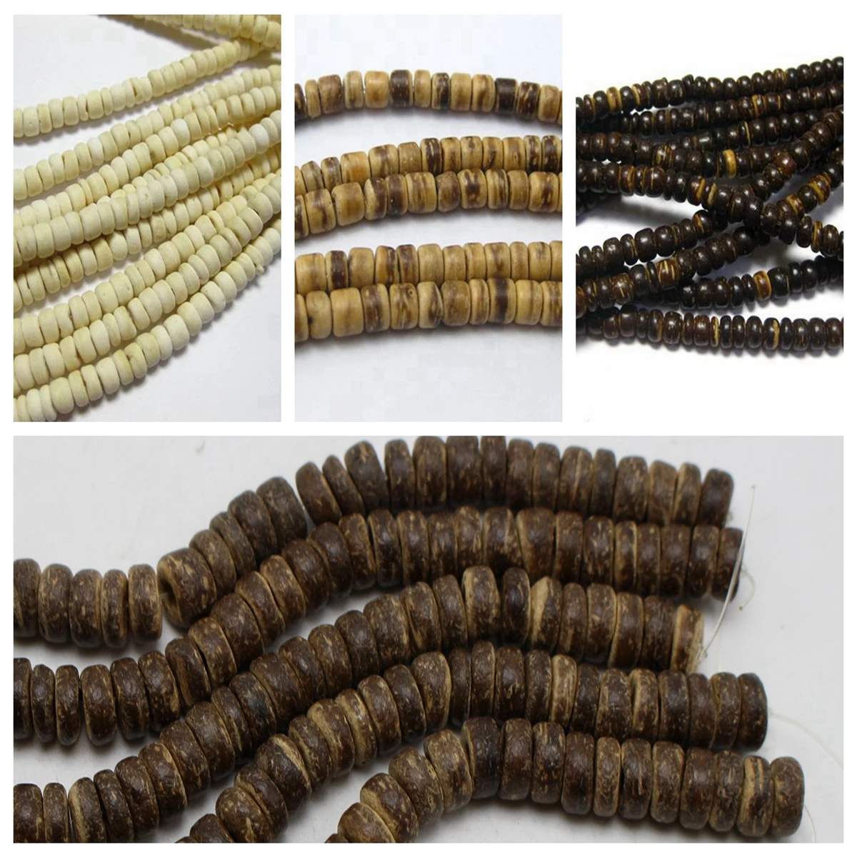 

5 Strands of 16" Natural Coconut Rondelle Beads 5mm