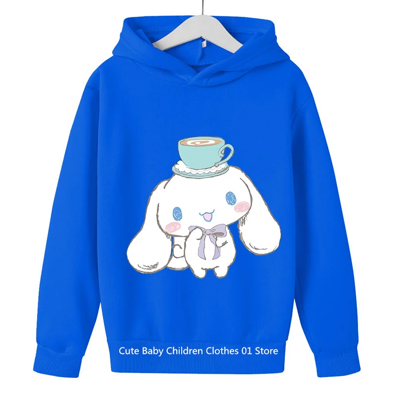 2024 New Cinnamon Roll Kids Pure Cotton Kawaii Hoodie Cartoon Kids Student Casual Wear Kids Girls Boys Outdoor Ages 4-14