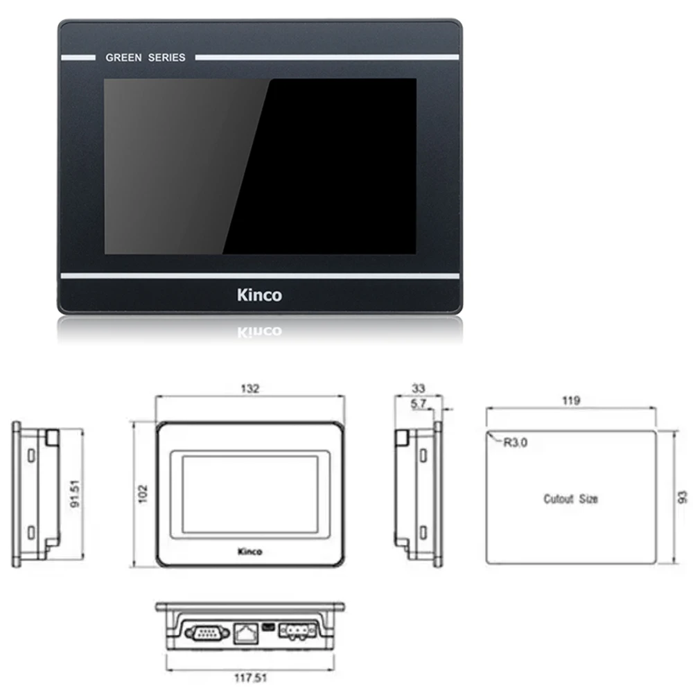 Imagem -04 - Kinco Hmi Polegada Tela Painel de Toque Ethernet Rs232 Rs422 Rs485 Interface Substituir Mt4434te Mt4434t Gl070 Gl070e