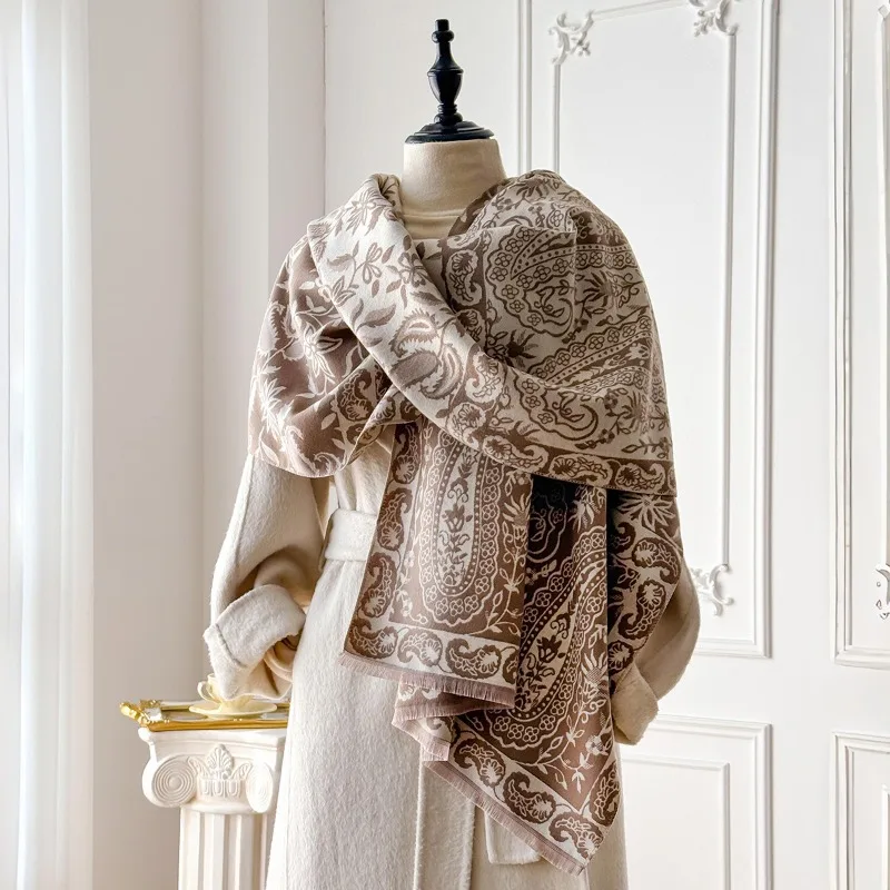 

Scarf Autumn Winter Cashew Jacquard Women 2025 Acrylic Imitation Shawl Thickened Warm Cold-proof Neck Warmer Fashion Versatile