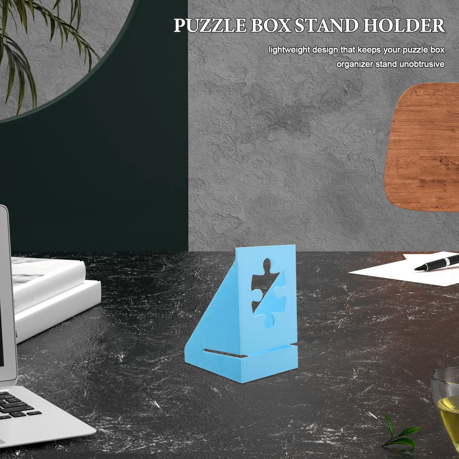 Puzzle Box Stand Holder Blue Lightweight Stable Puzzle Poster Frame Stand Display Storage Organizer Rack for Table Home Use