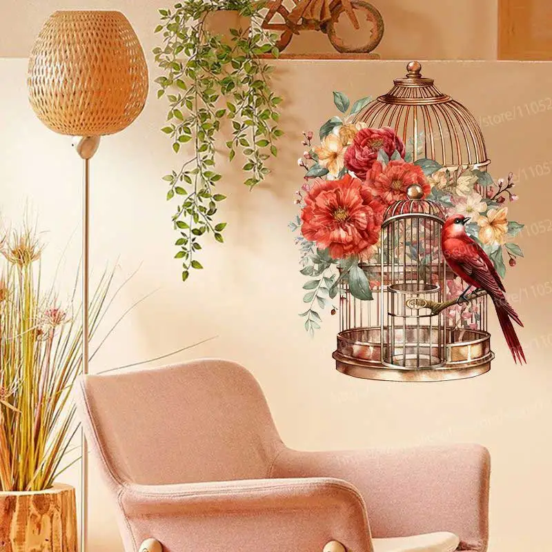Creative Bird Cage Wall Stickers Decorative Bedside Sofa Background for Bedroom Bathroom Toilet - Unique Home Decor AA216