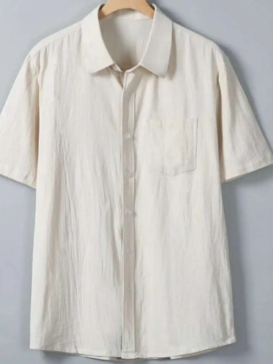 

Loose Fit Men's ort Sve Pure Cotton Linen irt Casual Summer New Sle Loose pe Daily Wear Spring Brand Jingle Song