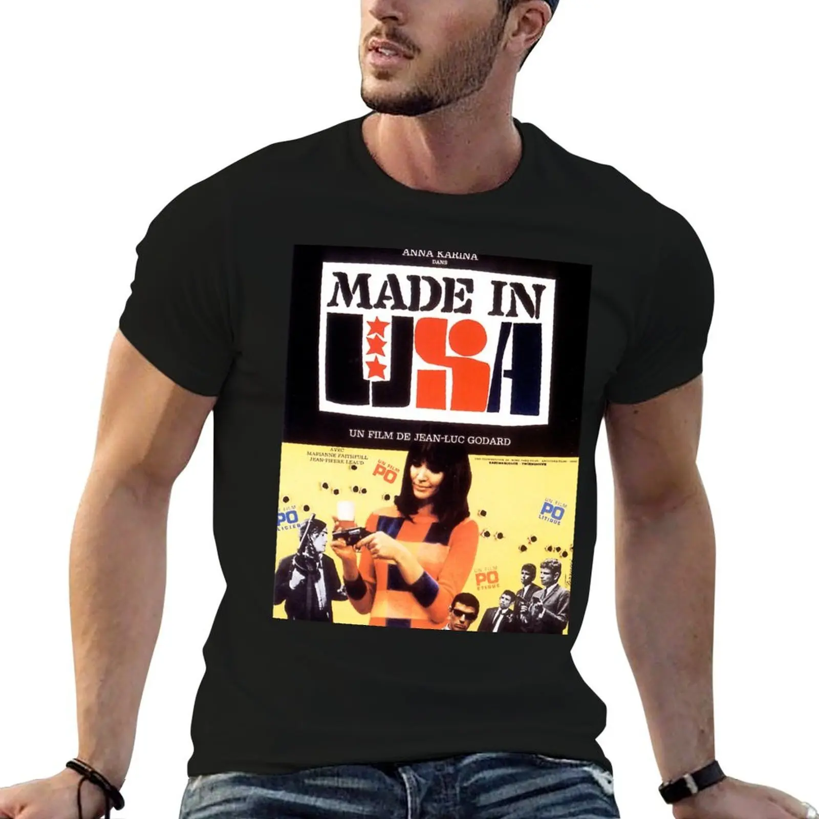 Camiseta hecha en EE. UU. - Jean-Luc Godard / Anna Karina, camiseta para hombre, camisetas de algodón de verano, camiseta de alta calidad, camiseta con estampado personalizado