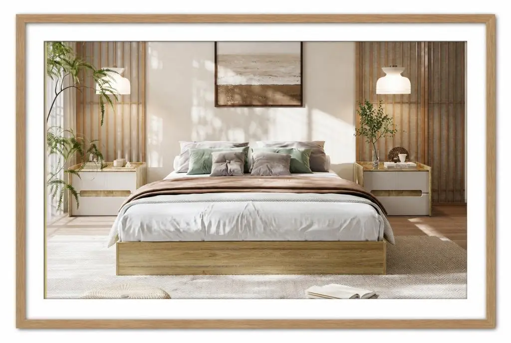 GarveeLife Wood Platform Bed Frame - Sturdy Wood Slats, No Box Spring Needed, Easy Assembly, Space-Saving, Available Twin, Twin XL, Queen, Pine