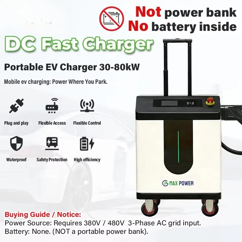 480V Three-Phase AC Power Input Manufacturer Mobile Commercial OCPP1.6 80KW GBT DC Electric Vehicle Fast Charging Station