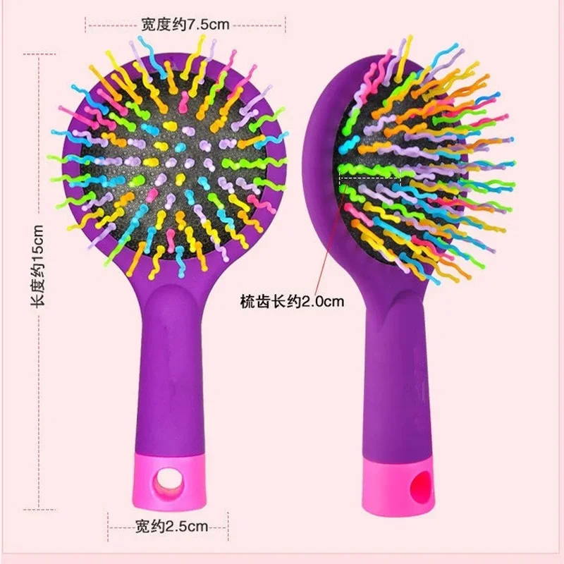 Rainbow Volume Anti-static Curl Straight Massage Comb Hair Brush Hair Care Styling Tools With Mirror