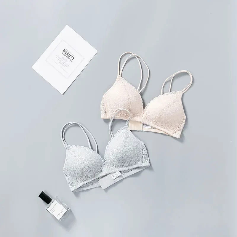 Wirefree الصدرية النساء رفع مثير الملابس الداخلية رقيقة تنفس الفتيات حمالات الصدر فستان من الدانتيل حمالة النوم الصدرية
