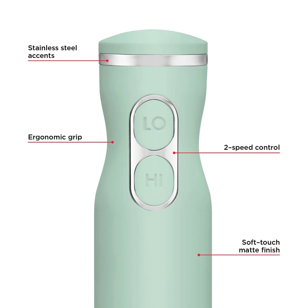 Многоскоростной погружной ручной блендер, лезвия из нержавеющей стали 300 Вт, легко чистится, эргономичный дизайн, тихий двигатель, идеальные супы, смузи