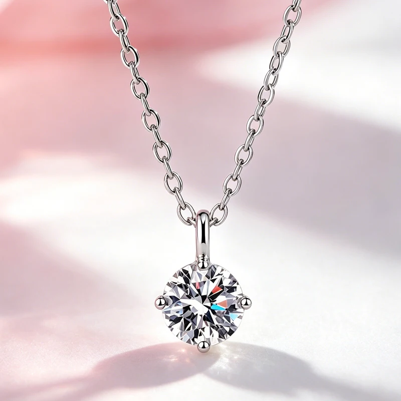 Moissanit-Halskette 0,5ct 1ct 2ct Modischer Anhänger aus S925 Silber mit GRA-Zertifikat, Perfekt als Hochzeits- oder Partygeschenk für Frauen – Detail 27
