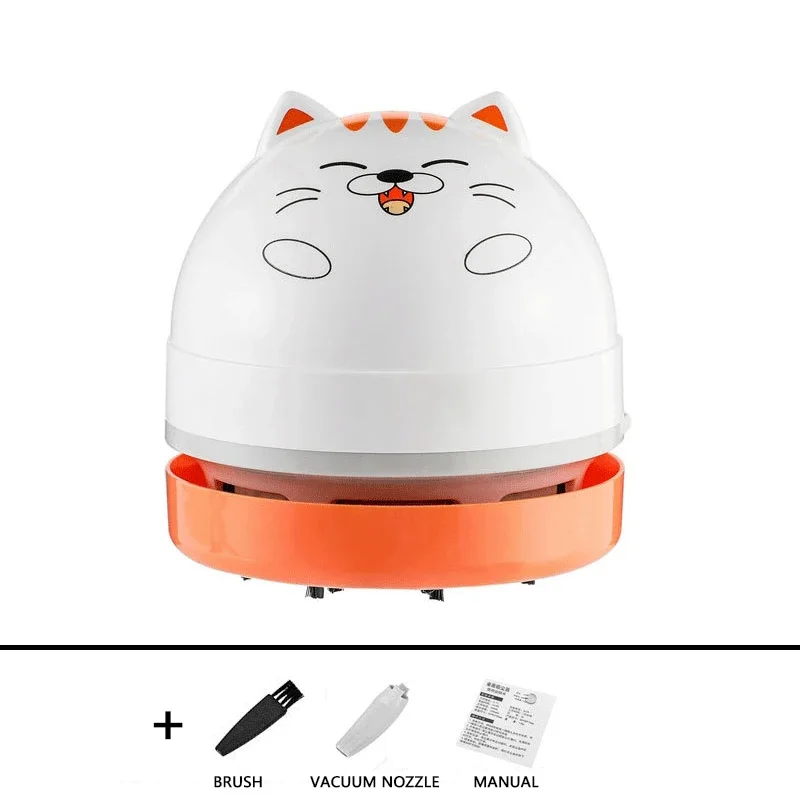 Mini Desktop Vacuum Cleaner Automatic Portable Small Rubber Confetti Computer Table Sweeper Office Student Pencil Crumbs Brush