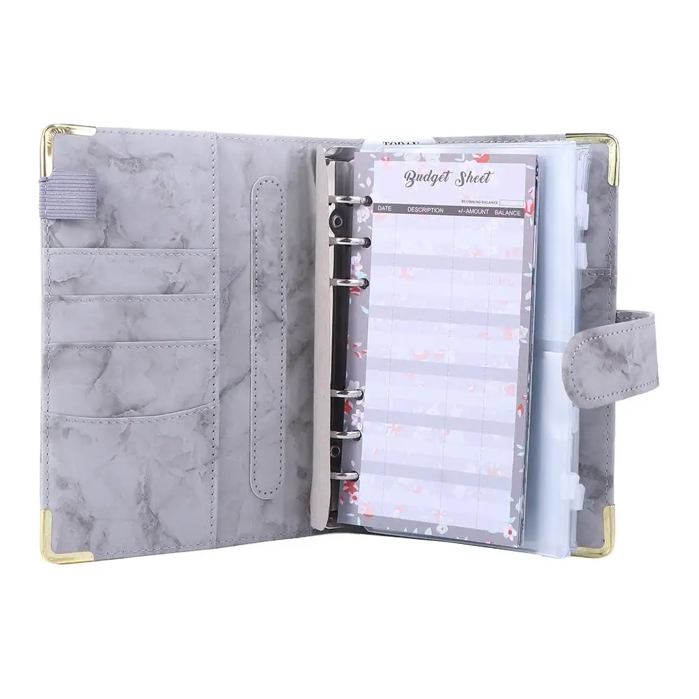 PU Leather Budget Planner A6 Notebook for Budgeting 6 Ring Binder Notebook Binder Marble Notebook Marble Budget Binder