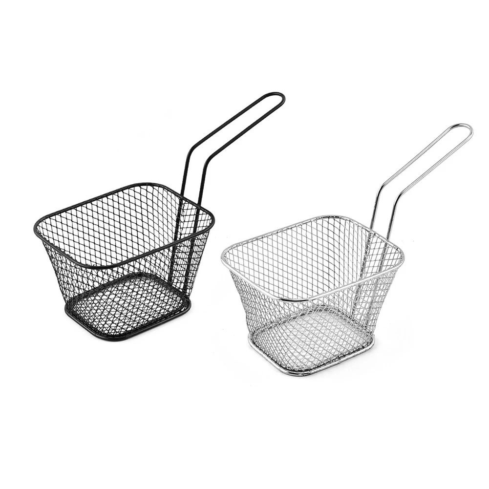 COFA French Fry Serving Baskets Mini Stainless Steel Chips Deep Fry Baskets Food Presentation Strainer Potato Cooking Gadgets