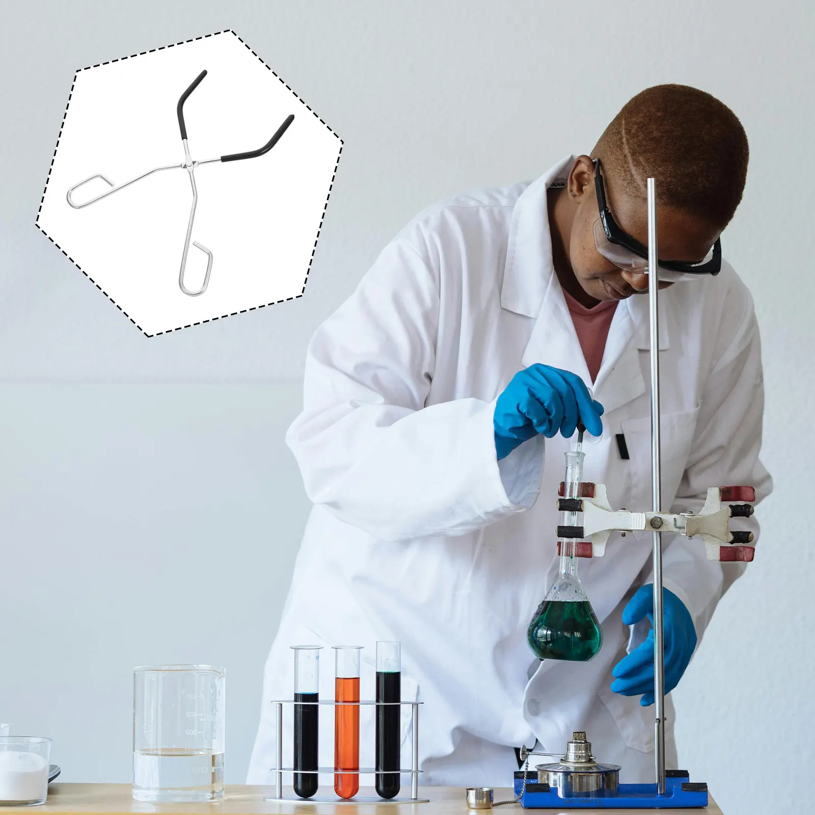 Laboratory Beaker Clamp Iron Multi-Functional Adjustable Grip Laboratory Tools Safe Secure Handling Beaker Tong Crucible Pliers