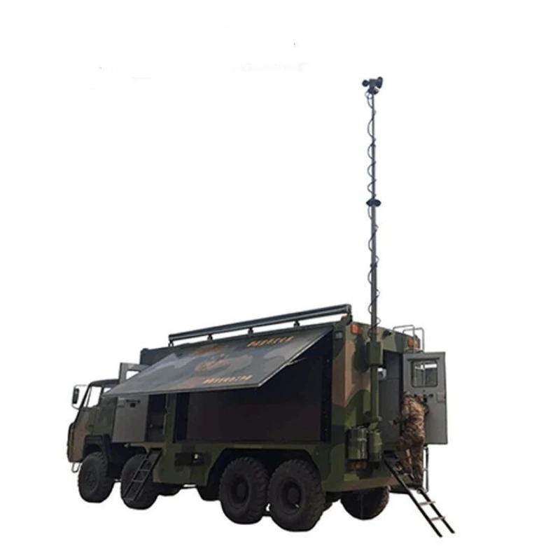 

Vehicle mobile lift pole antenna mast lightning rod searchlight gimbal bearing communication