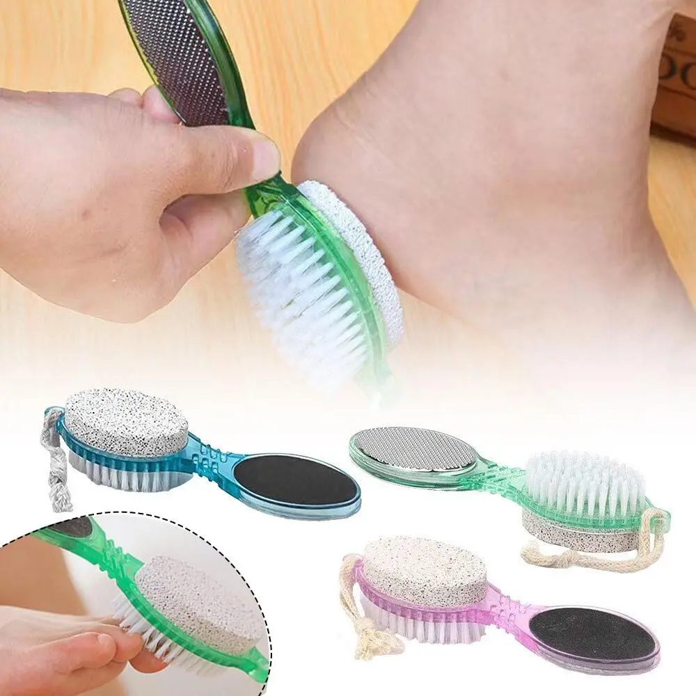 Duurzame 4-in-1 Voetreinigingsborstel Verwijderen Dode Huid Pedicure Voetsteen Exfoliëren Scrub Remover Tool Voetverzorging Tool