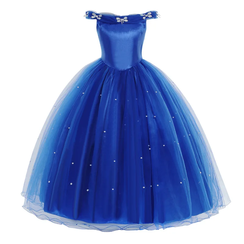 Disney Cinderella Princess Dress Baby Cosplay Costume Blue Clothes Girls Sequins Dress Birthday Party Ball Gown 2-10 Years