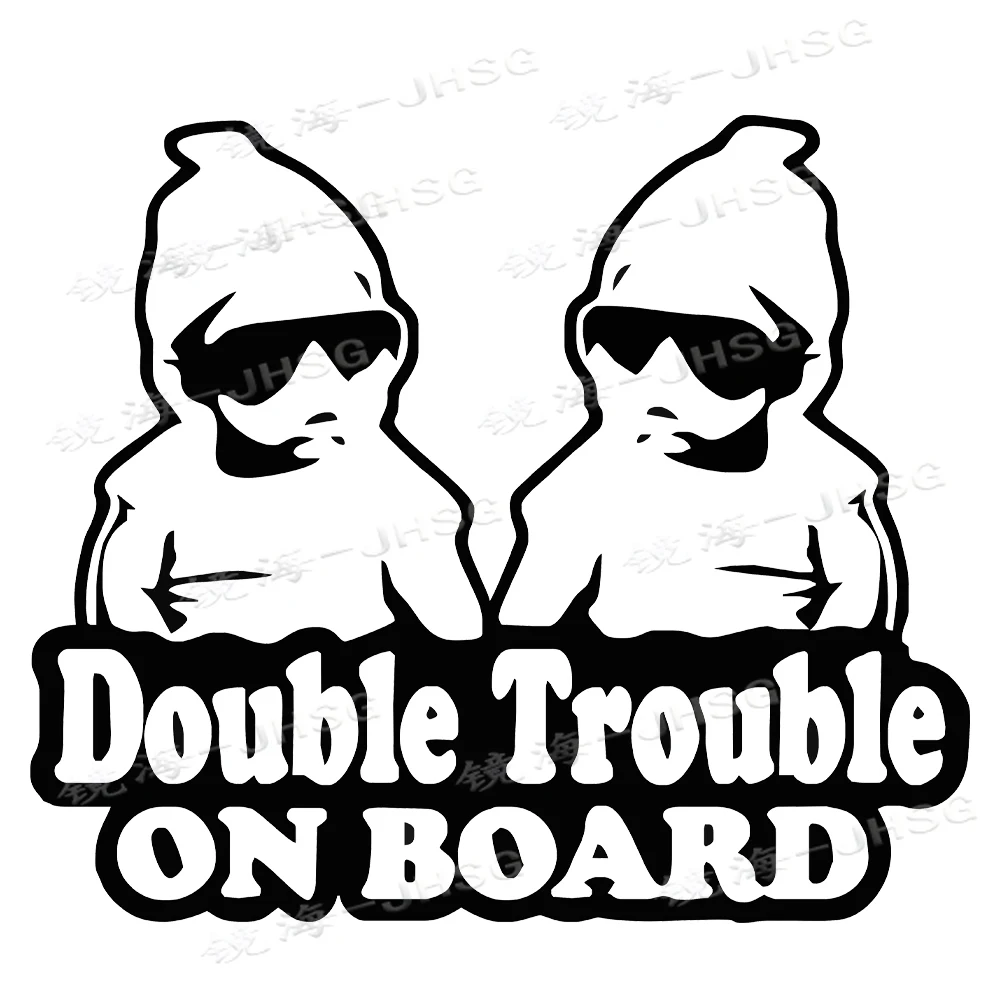 

Double Trouble on The Car Sticker Funny and Cute Double Baby Stroller Tail Glass Vinyl Sticker Waterproof and Sun Protection