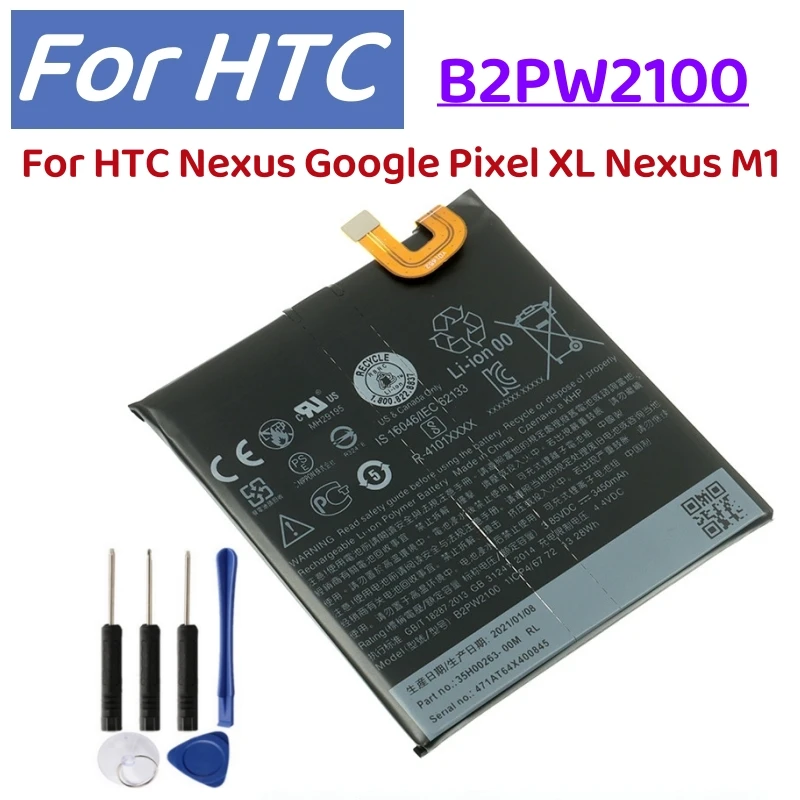 Batería de polímero de litio original B2PW4100 B2PW2100 de repuesto para HTC Google Pixel 1 Pixel XL, pieza de repuesto para teléfono móvil + herramientas 2
