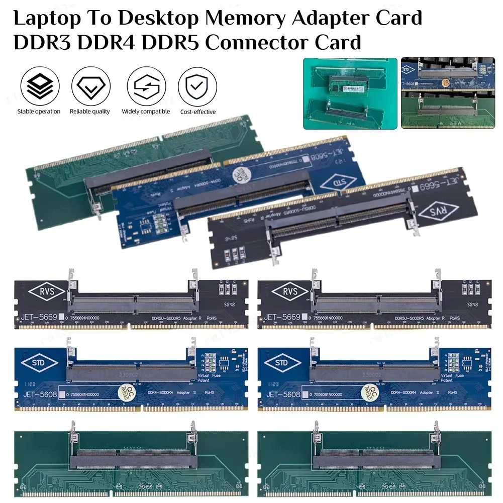 1/2 pièces ordinateur portable vers ordinateur de bureau carte adaptateur mémoire DDR3 DDR4 adaptateur de mémoire carte de connecteur