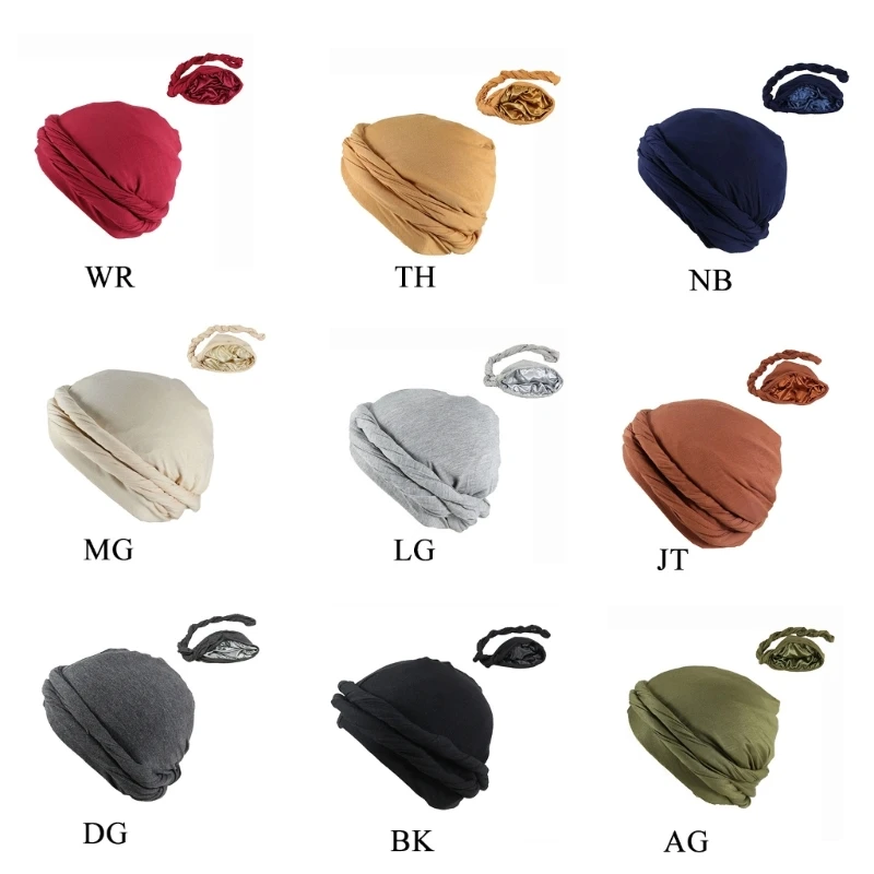 HaloTurban Durag Muslim Hijab Turban Satin Lined HeadScarf Men Turban HeadWrap Comfy Chemo Hat Turban HeadScarf