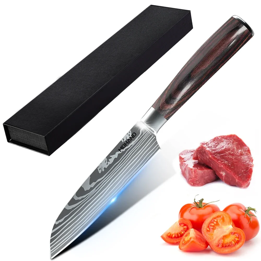 

Santoku Knife 7CR17 Stainless Steel Japanese Chef's Sashimi Cooking Knife Salmon Sashimi Knives Non-stick Japan Cook's Tools