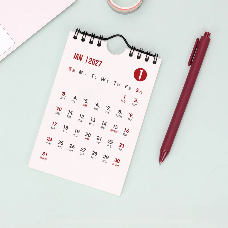 1Ben20207YearA6Mini wall calendar, 2026Year7Month-202712Monthly New Year's Calendar，Coiled wall-mounted portable planner calenda